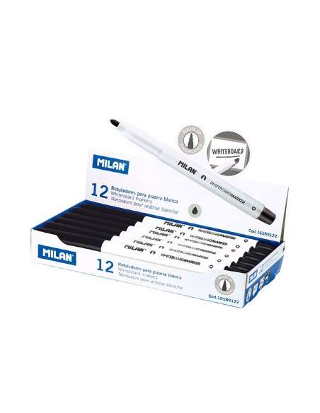 Rotuladores para pizarra blanca ø3,7 mm negro, caja 12 uds