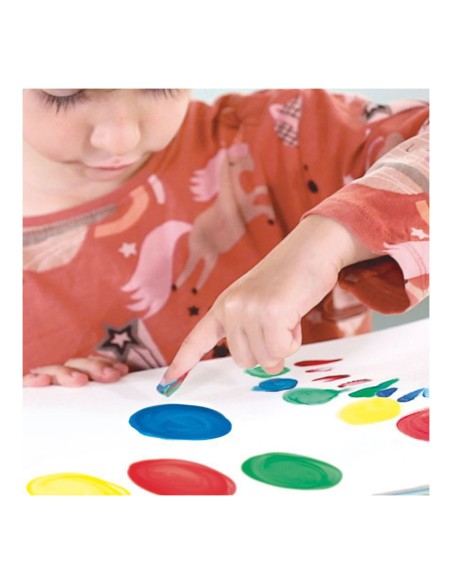 Caja con 6 tarros de pintura para dedos 25 ml