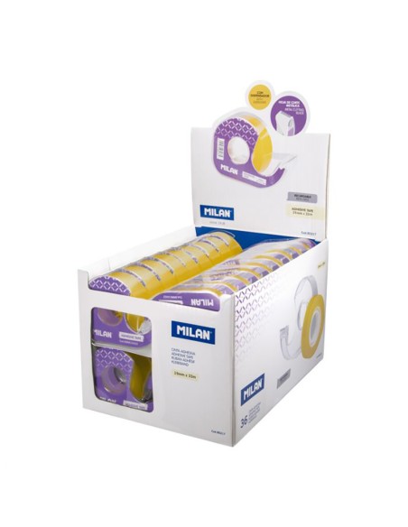 Dispensador de cinta adhesiva transparente 19 mm x 33 m colores surtidos