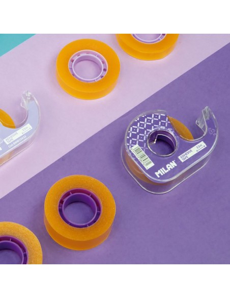 Dispensador de cinta adhesiva transparente 19 mm x 33 m colores surtidos