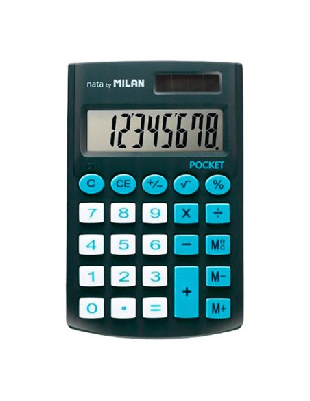 Calculadora pocket negra 8 digitos con funda en blister
