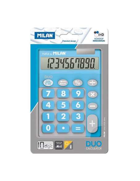 Calculadora duo 10 digitos azul teclas grandes en blister