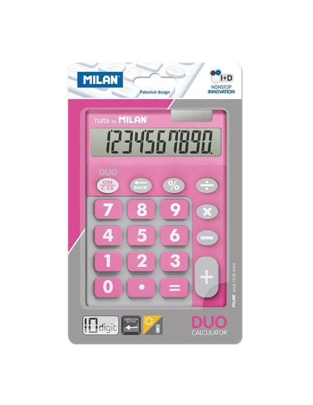 Calculadora duo 10 digitos rosa teclas grandes en blister