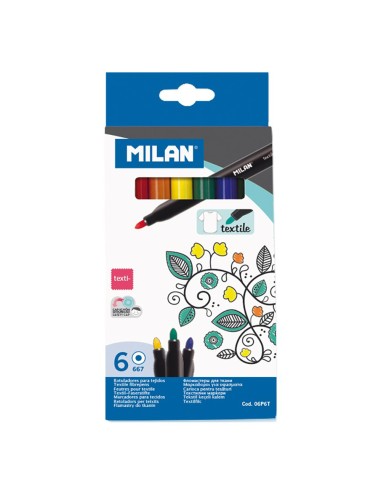 Rotuladores para pintar sobre tejidos colores surtidos, 6 uds