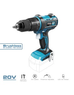 Taladro percutor/atornillador 20 v brushless (sin batería ni cargador) portabrocas ø13mm 22x25cm