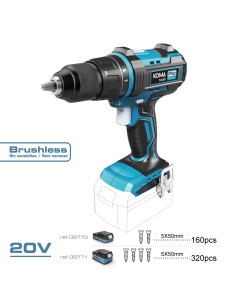 Taladro percutor/atornillador 20 v brushless (sin batería ni cargador) portabrocas ø13mm 22x25cm 2