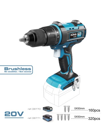 Taladro percutor/atornillador 20 v brushless...