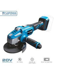 Amoladora 20 v brushless (sin batería ni cargador) ø125mm 37,5x12cm