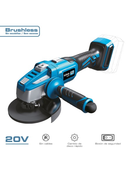Amoladora 20 v brushless (sin batería ni cargador) ø125mm 37,5x12cm