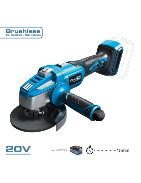 Amoladora 20 v brushless (sin batería ni cargador) ø125mm 37,5x12cm