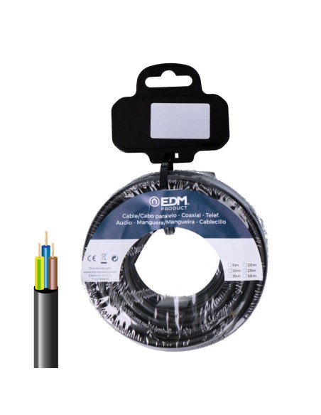 Carrete manguera tubular h05vv-f 3 g 1,00 mm² negra, 50 m