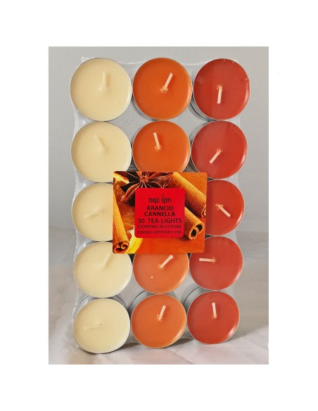 Pack 30 unid. velas con aroma naranja-canela 3,7cm magic lights
