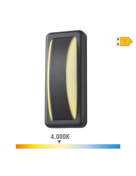 Aplique led rectangular 6 w 200 lm 4000 k luz dia ip65 23 x 10 x 6,5 cm