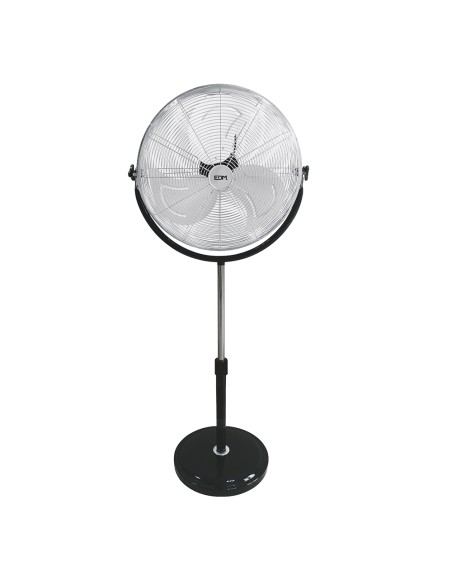 Ventilador de pie industrial base circular, cromado/negro, potencia 120 w, aspas ø50 cm, altura regulable 118-148 cm