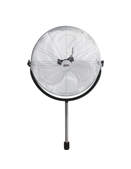 Ventilador de pie industrial base circular, cromado/negro, potencia 120 w, aspas ø50 cm, altura regulable 118-148 cm