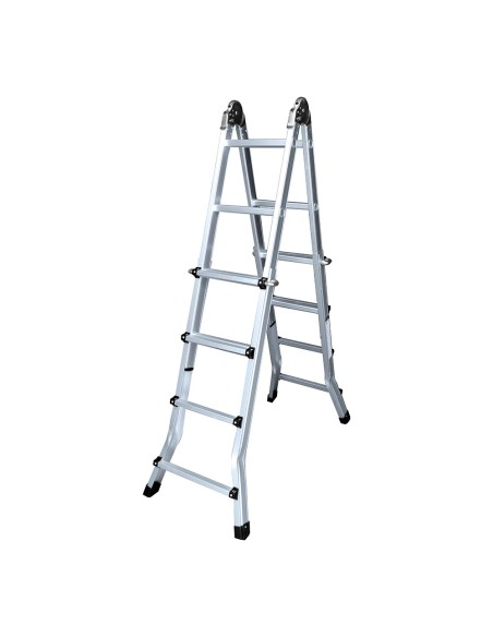 Escalera multifunción telescópica de aluminio 2 x 4+4 peldaños en131
