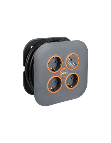 Enrollacables 05 m 3 g 1,50 mm² 3 tomas 2p+t y 2 usb