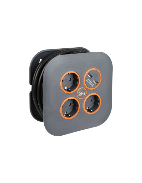 Enrollacables 05 m 3 g 1,50 mm² 3 tomas 2p+t y 2 usb