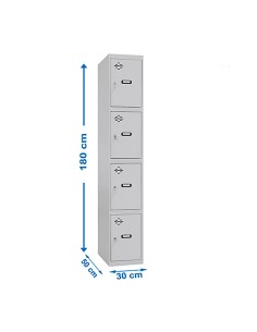 Taquilla metalica pro simonlocker 1/4 300 desmontada 4 departamentos 30x50x180cm simon rack 2