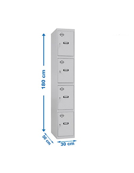 Taquilla metalica pro simonlocker 1/4 300 desmontada 4 departamentos 30x50x180cm simon rack