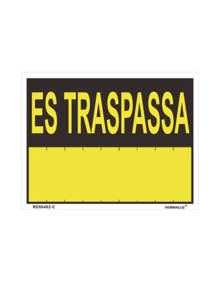 Rotulo "es traspassa" (pvc 0.4mm) 35x45cm normaluz