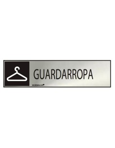 Cartel informativo "guardarropa" (inox adhesivo 0.8mm) 5x20cm normaluz