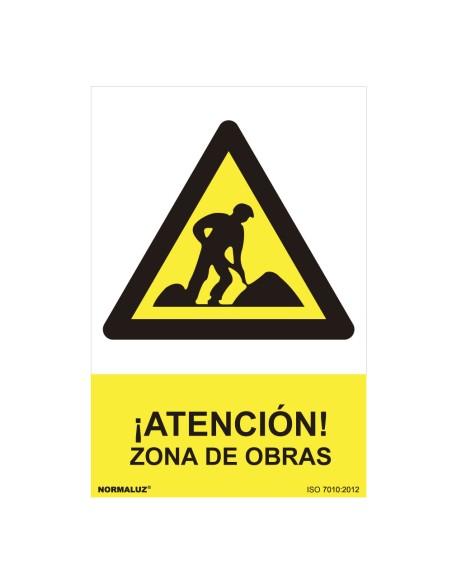 Cartel peligro "zona de obras" (pvc 0.7mm) 30x40cm normaluz