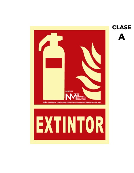 Cartel de extinción "extintor" clase a (pcv 1mm) 21x30cm normaluz
