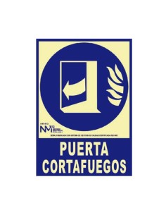 Cartel de extinción "puerta cortafuegos" clase b (pvc 0,7mm) 21x30cm normaluz