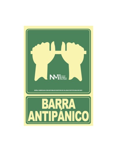 Cartel de evacuación "empujar barra para abrir puerta" clase b (pvc 0,7mm) 22.4x30cm normaluz