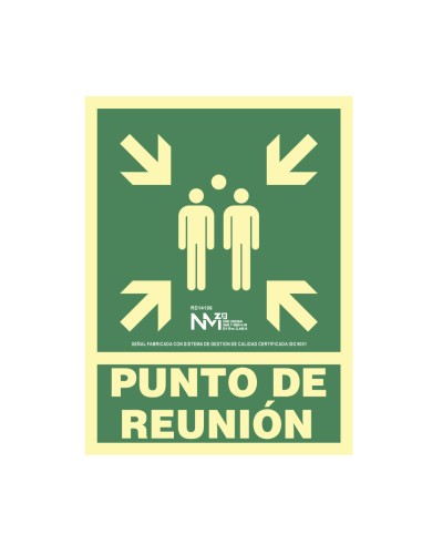 Cartel de evacuación "punto de reunion" clase b (pvc 0,7mm) 22.4x30cm normaluz