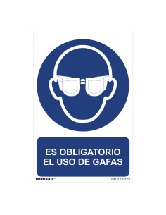 Cartel "es obligatorio el uso de gafas" (pvc 0,7mm) 30x40cm normaluz