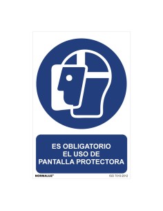 Cartel "es obligatorio el uso de pantalla protectora" (pvc 0,7mm) 30x40cm normaluz