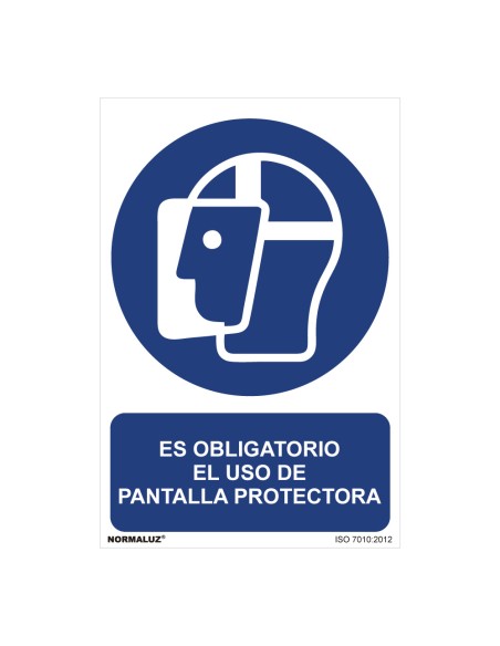 Cartel "es obligatorio el uso de pantalla protectora" (pvc 0,7mm) 30x40cm normaluz