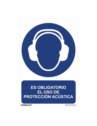Cartel "es obligatorio el uso de proteccion acustica" (pvc 0,7mm) 30x40cm normaluz