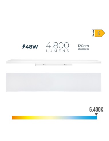Regleta led 48 w 6400 k luz fria 4800 lm 12 x 120 x 4,5 cm