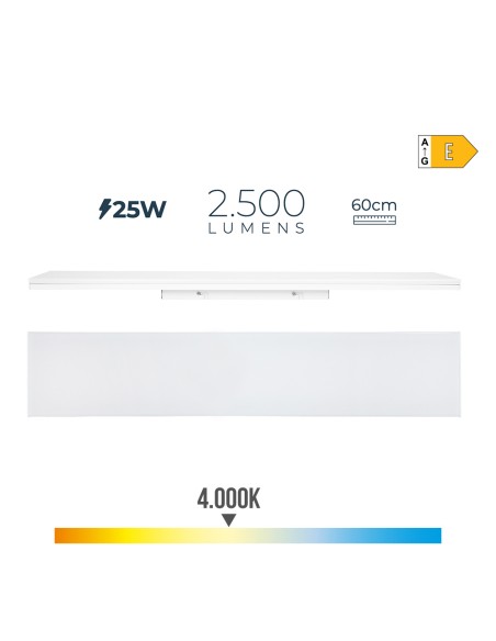 Regleta led 25 w 4000 k luz dia 2500 lm 12 x 60 x 4,5 cm