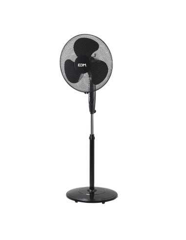 Ventilador de pie base circular, negro, potencia 45 w, aspas ø40 cm, altura regulable 110-130 cm