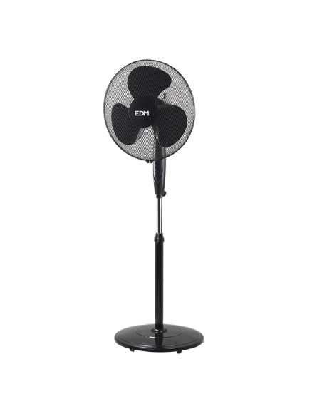 Ventilador de pie base circular, negro, potencia 45 w, aspas ø40 cm, altura regulable 110-130 cm