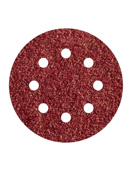 Pack 5 hojas de lijar adhesivas, corindón grano 80 perforadas ø125mm 2070000 wolfcraft