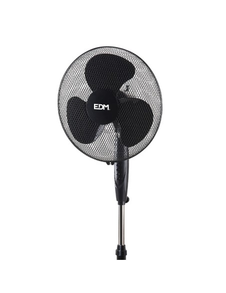 Ventilador de pie base circular, negro, potencia 45 w, aspas ø40 cm, altura regulable 110-130 cm