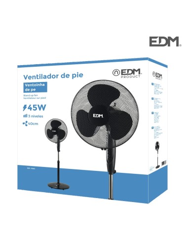 Ventilador de pie base circular, negro,...