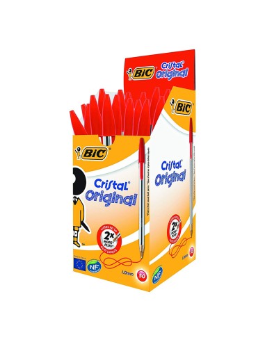 Bolígrafos cristal roj0, 50 uds