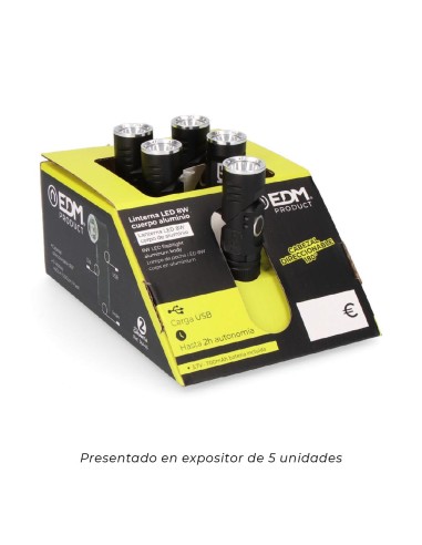 Linterna mini led 8w 450 lm. cuerpo aluminio,...