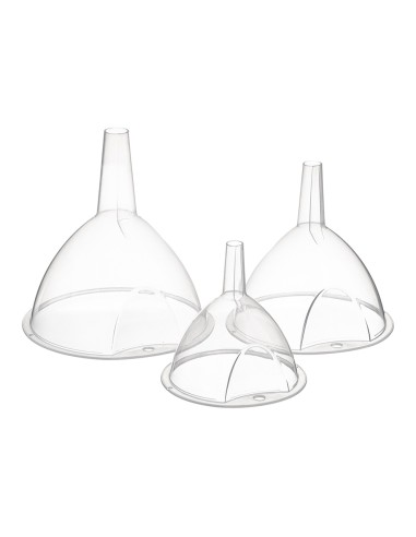 Set de 3 embudos de plastico transparente