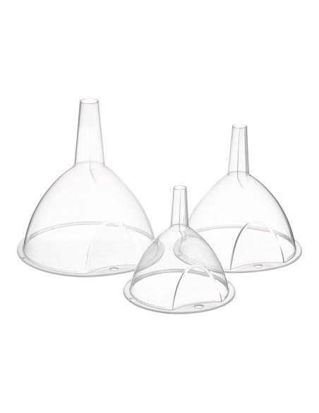 Set de 3 embudos de plastico transparente