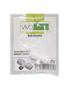 Conexion "t" de nebulización 1/4" con tobera incluida vivo verde 2