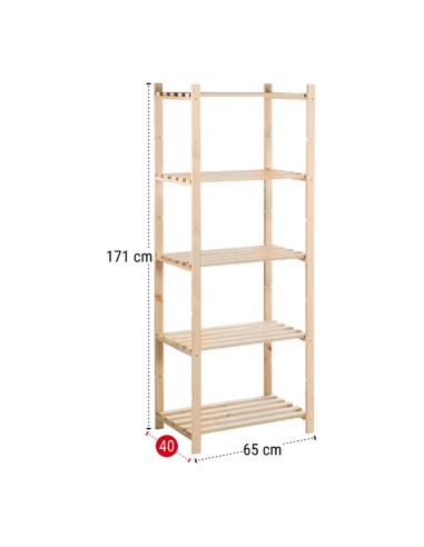 Estanteria alistonada natura 5 baldas 171 x 65...