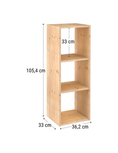 Estanteria modular 3 cubos dinamic pino macizo...