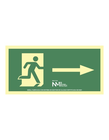 Cartel de evacuación flecha derecha (pvc 1mm) clase a 32x16cm normaluz